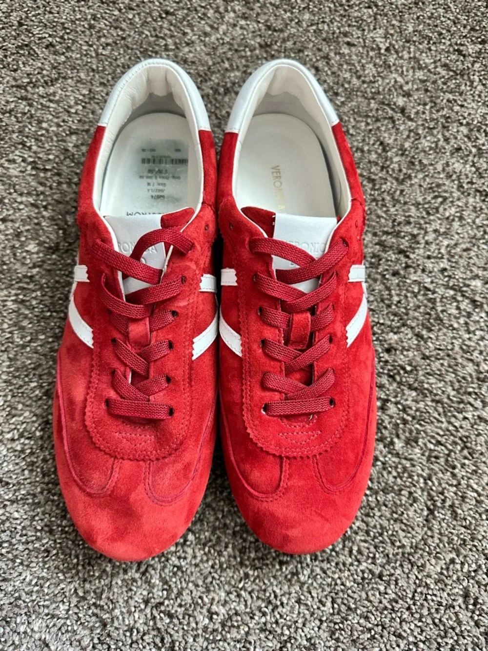 Veronica Beard Riviera Red Suede 7 Like New Retro Streetwear